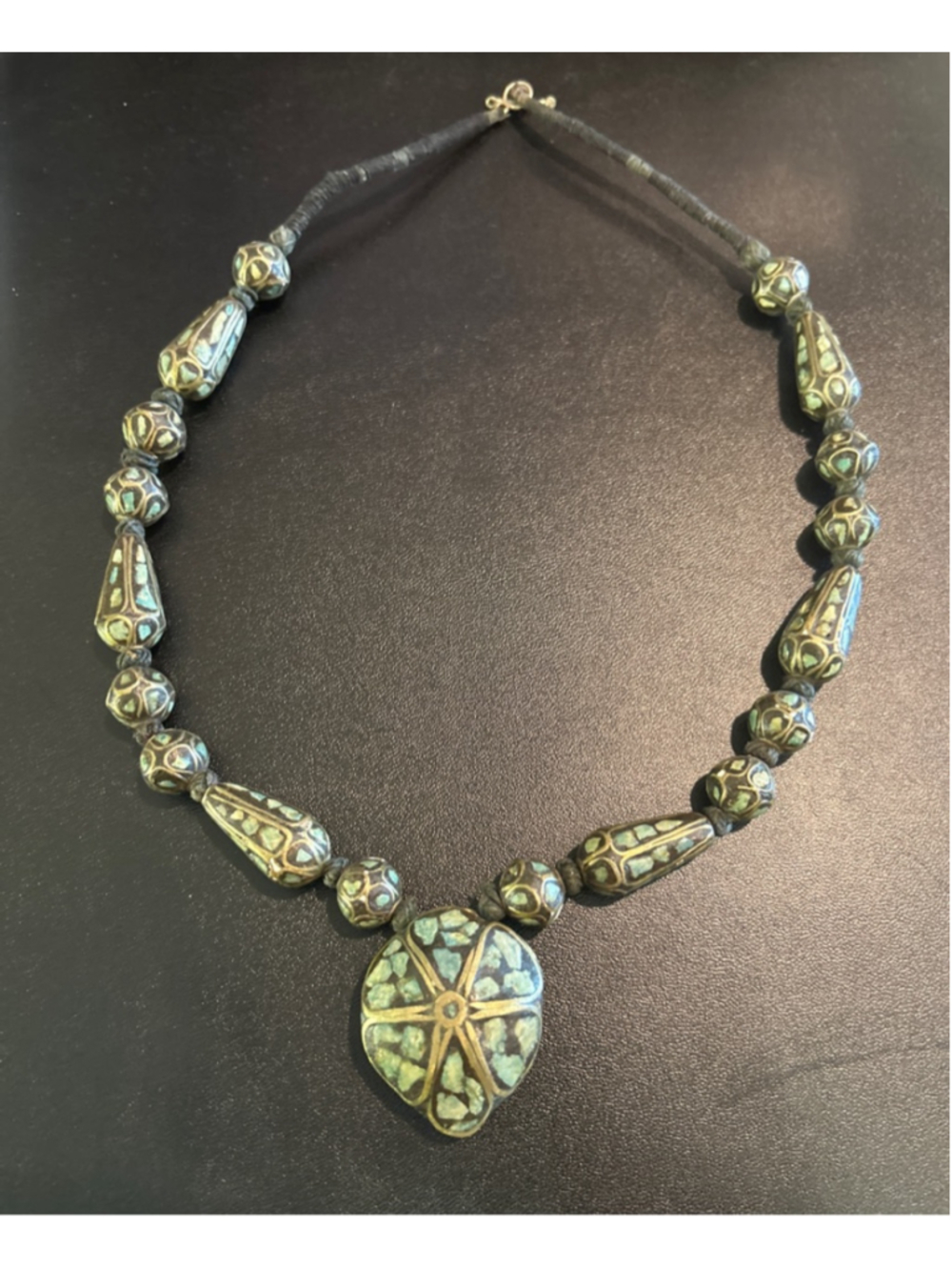 Women's Artisan made hand painted stone Necklace 20”
Statement Piece